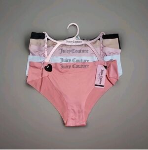 Juicy Couture 5 Pk Womens Size Large Tag Free Logo Soft Panties Underwear Y2K